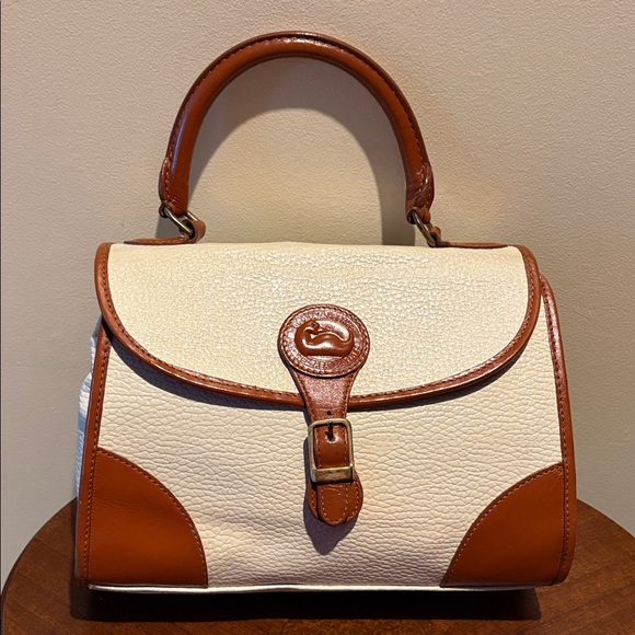 Dooney & Bourkeall weather Leather satchelcream/cinnamon brown trim restored